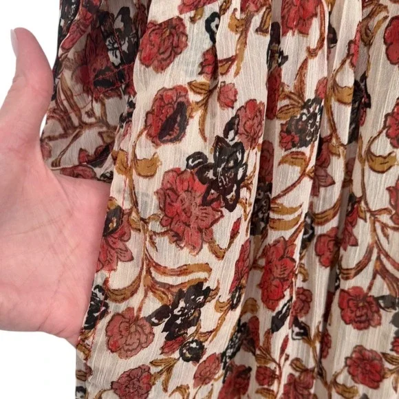 Free People See It Through Long Sleeve Floral Maxi Dress Size Small Bohemian - Picture 10 of 16